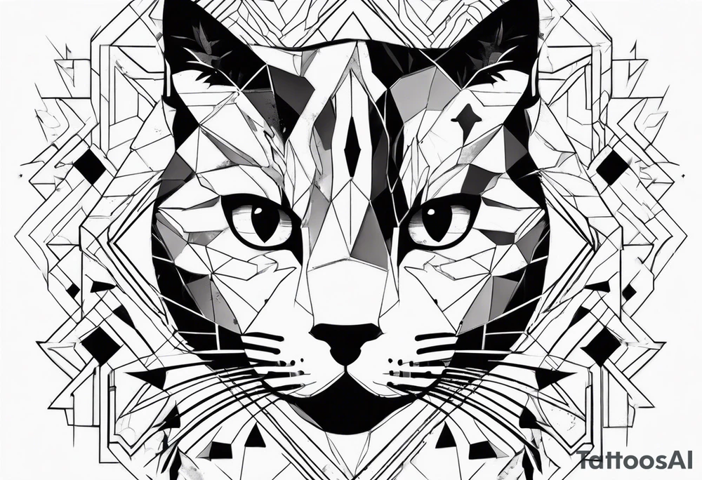 cat, abstract, geometric, lines, halftone, splatter, cat paw tattoo idea cat, abstract, geometric, lines, halftone, splatter, cat paw tattoo idea