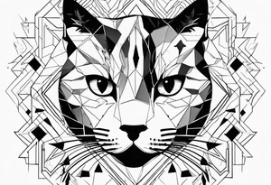 cat, abstract, geometric, lines, halftone, splatter, cat paw tattoo idea
