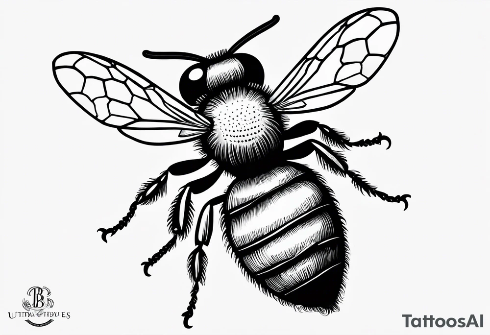 A bee symbolizing facing fears and best friendship with the letter b next to it tattoo idea