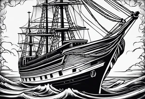 rope boarder around a ship tattoo idea