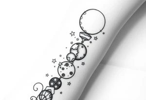 things to add on to a spine tattoo with moon and stars very dainty 3 moons and more details please tattoo idea