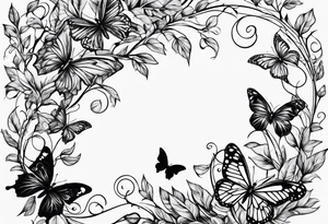 vines of leaves and butterfly tattoo idea