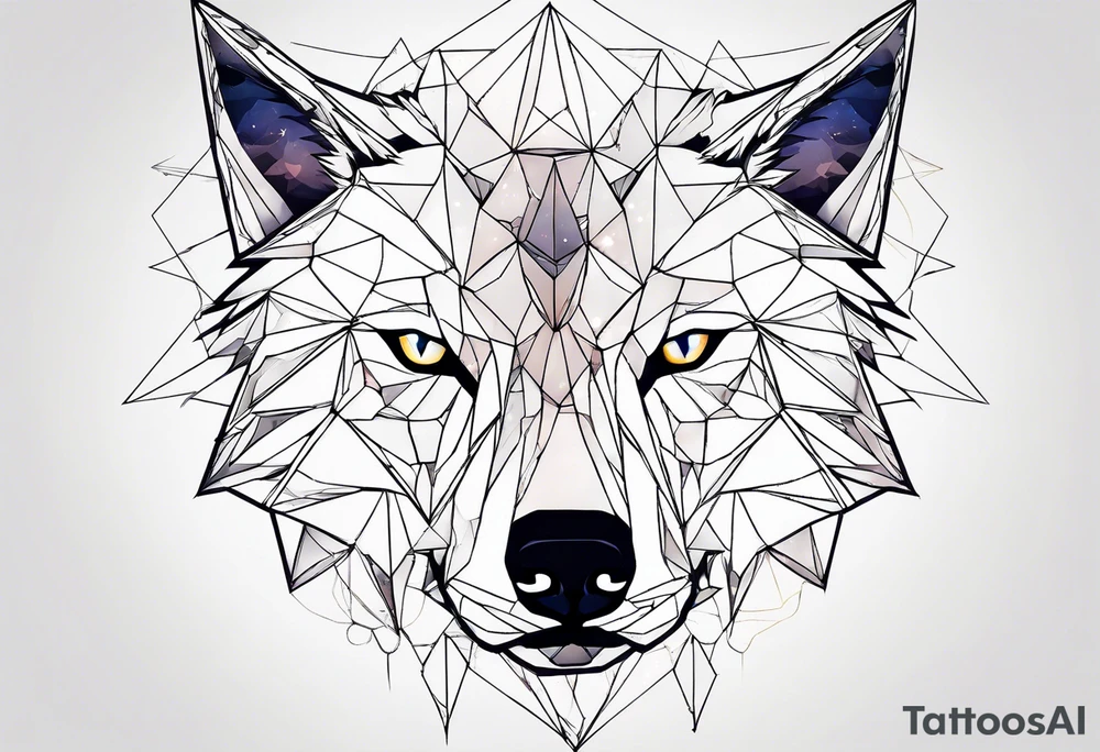 Constellation, two animal wolf, géométric tattoo idea