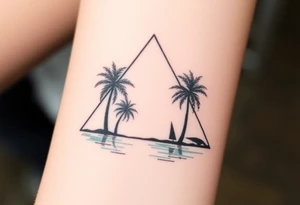 Palm trees silhouette, water, florida, all fit in a triangle tattoo idea