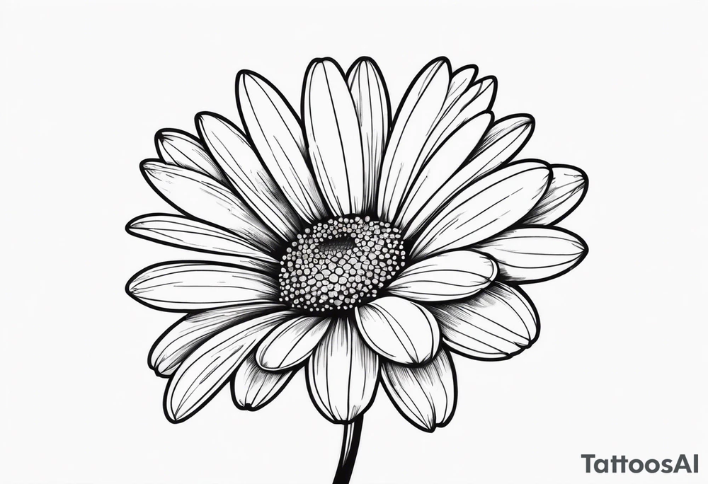 Fine line daisy with stem tattoo idea