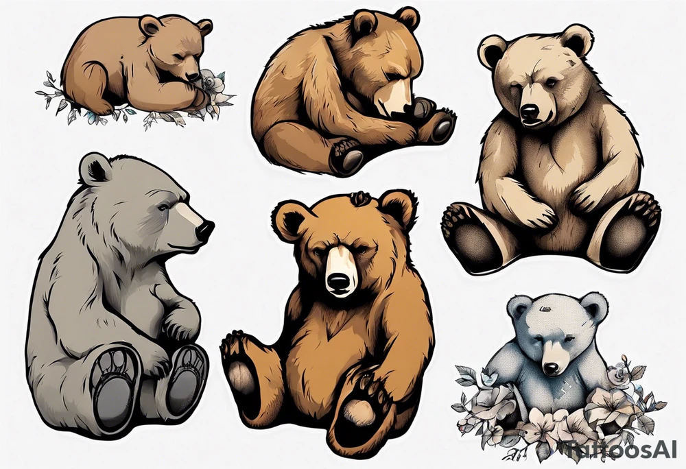 Cuddling bears tattoo idea