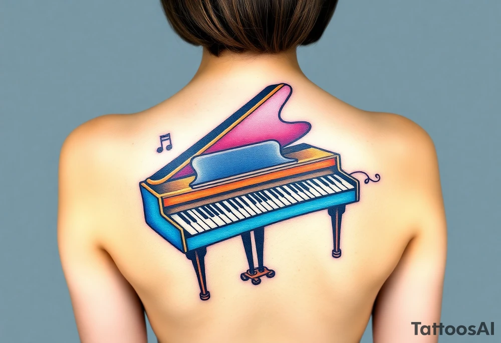 Colorful piano tattoo idea