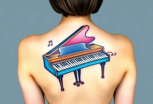 Colorful piano tattoo idea