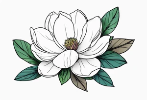 long stew, magnolia on top and leaves tattoo idea