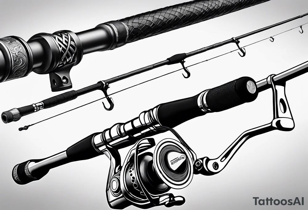 Fishing pole with memorium of a friend tattoo idea