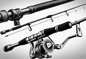 Fishing pole with memorium of a friend tattoo idea