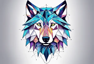 Constellation, two animal wolf, géométric, snowflake tattoo idea