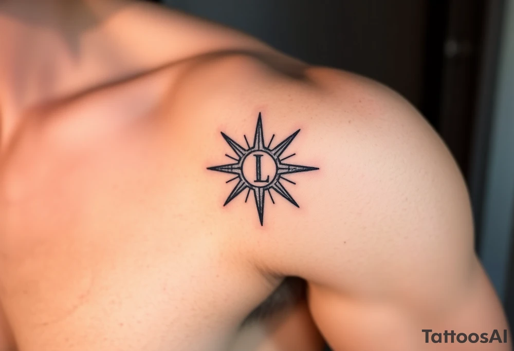 Symbol of light with a small L attached tattoo idea