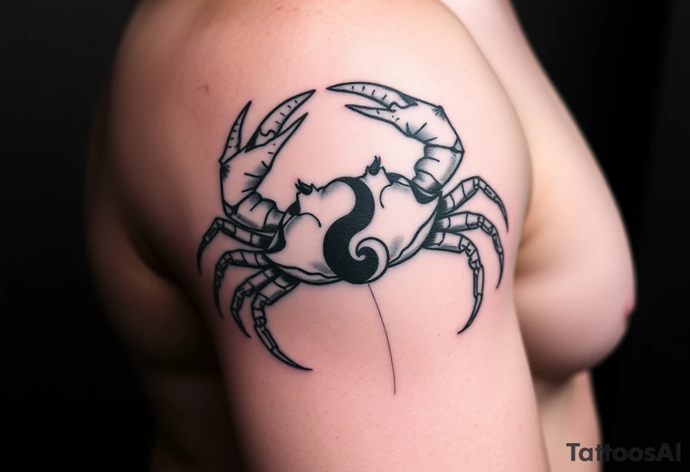 Cancer is my zodiac sign. 1966 is my birth year. I want a unique tat and lean towards the ying yang crab. Add a little bit of the crab breaking out of his shell. tattoo idea