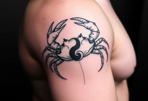 Cancer is my zodiac sign. 1966 is my birth year. I want a unique tat and lean towards the ying yang crab. Add a little bit of the crab breaking out of his shell. tattoo idea