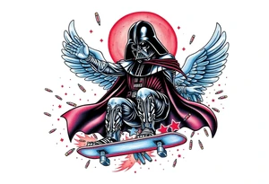 MEMORY TATTOO
Darth Vader skateboarding heaven, outdoors, bullets, star wars>blue and red 
"Darth Carter"
12/29/88-01/06/24 tattoo idea