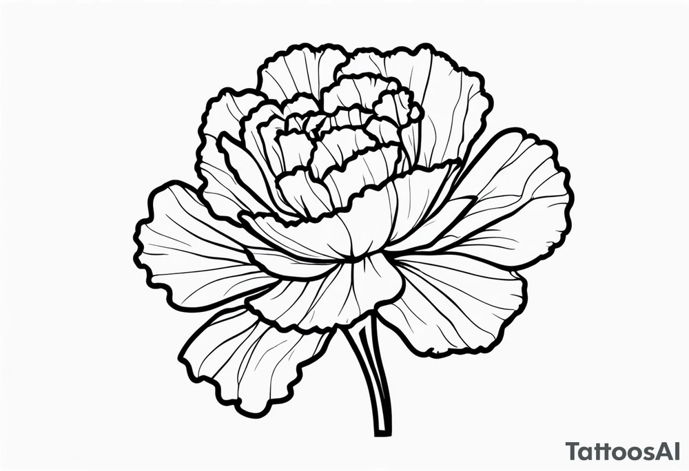 Black and white outline of a carnation flower. Outline of hands holding the flower. Phrase “walk of life” placed somewhere discretely tattoo idea