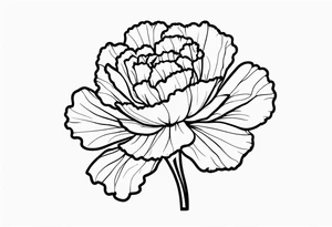 Black and white outline of a carnation flower. Outline of hands holding the flower. Phrase “walk of life” placed somewhere discretely tattoo idea