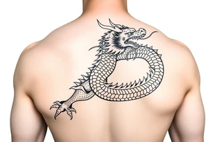 powerful dragon with Chinese style themed tattoo idea