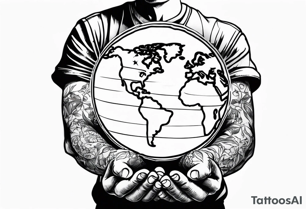 Strong holding up earth tattoo idea