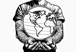 Strong holding up earth tattoo idea