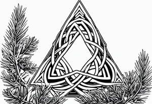 Pine branc and juniper branch forming a celtic trinity sign tattoo idea