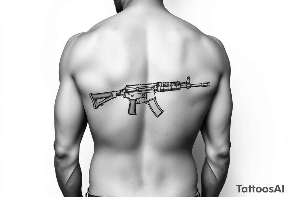 sexy nude pornstar with big tits and big ass with slim waist and atheltic build holding ak47 tattoo idea