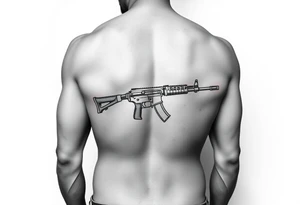 sexy nude pornstar with big tits and big ass with slim waist and atheltic build holding ak47 tattoo idea