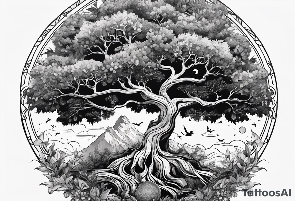 Un arbre de vie et les prénoms Charly et Gaby tattoo idea