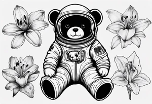 Teddy bear astronaut Lily galaxy tattoo idea