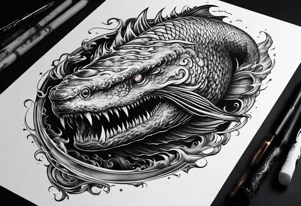 Menacing leviathan tattoo idea