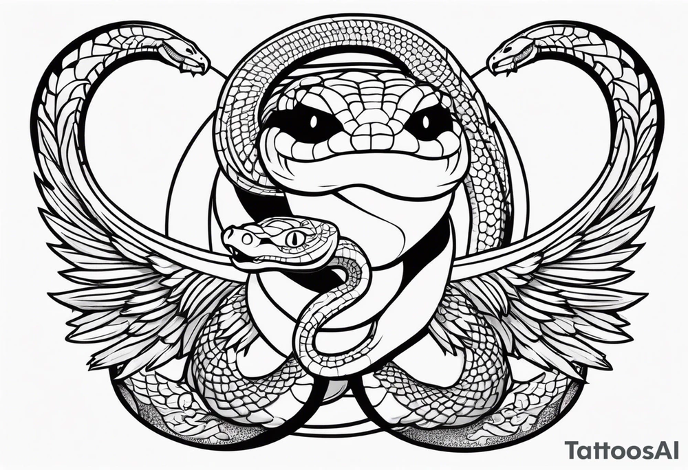 A snake with halo on her head and wings on the side, on the bottom with number 23 tattoo idea