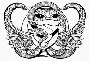 A snake with halo on her head and wings on the side, on the bottom with number 23 tattoo idea