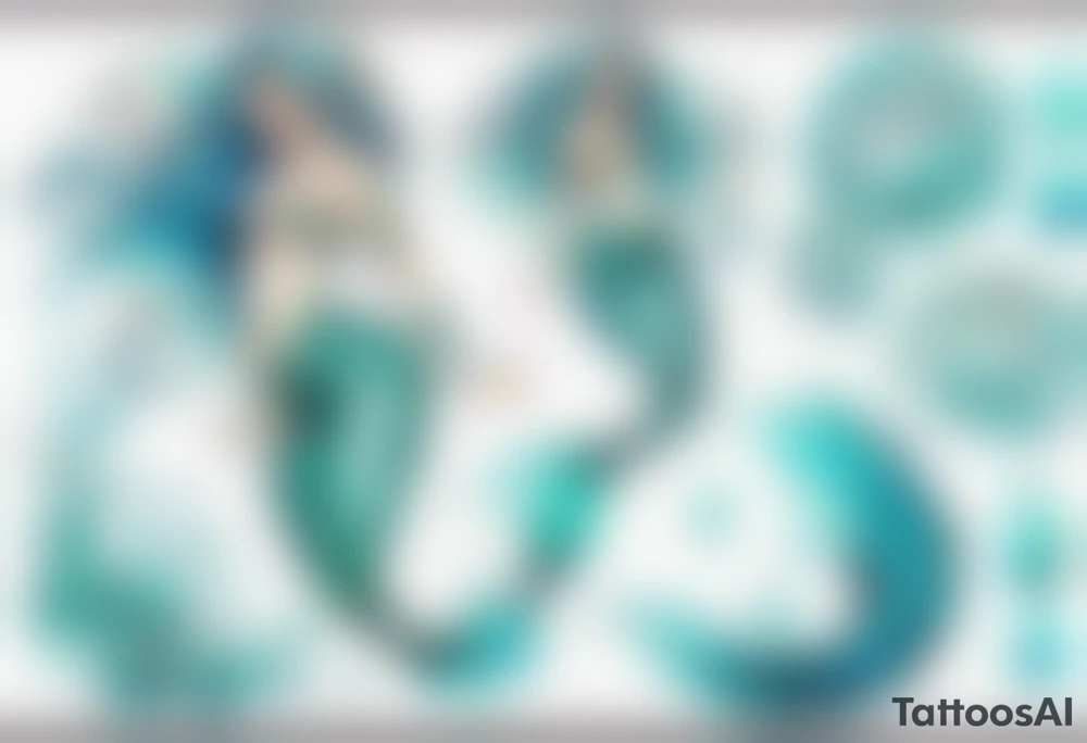 A beautiful mermaid with turquois scales. tattoo idea