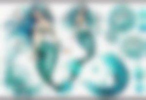 A beautiful mermaid with turquois scales. tattoo idea