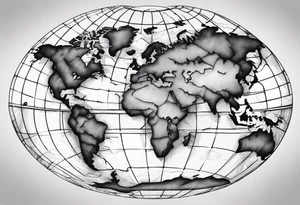 world map breaking like glass ball tattoo idea