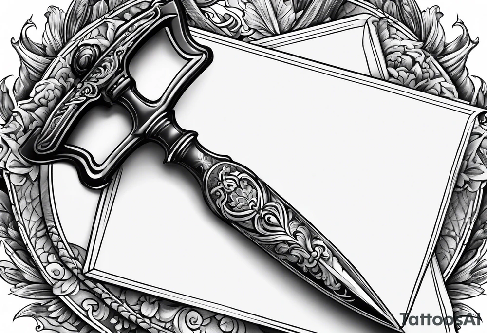 envelope with wax stamp with letter opener on top tattoo idea