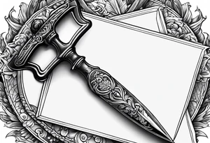 envelope with wax stamp with letter opener on top tattoo idea