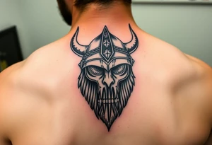 realistic viking helmet with a lot of detail tattoo idea