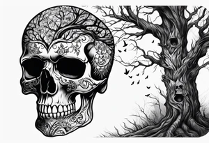 Skull tree tattoo idea