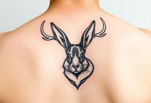abstract jack rabbit with antlers on its head tattoo idea
