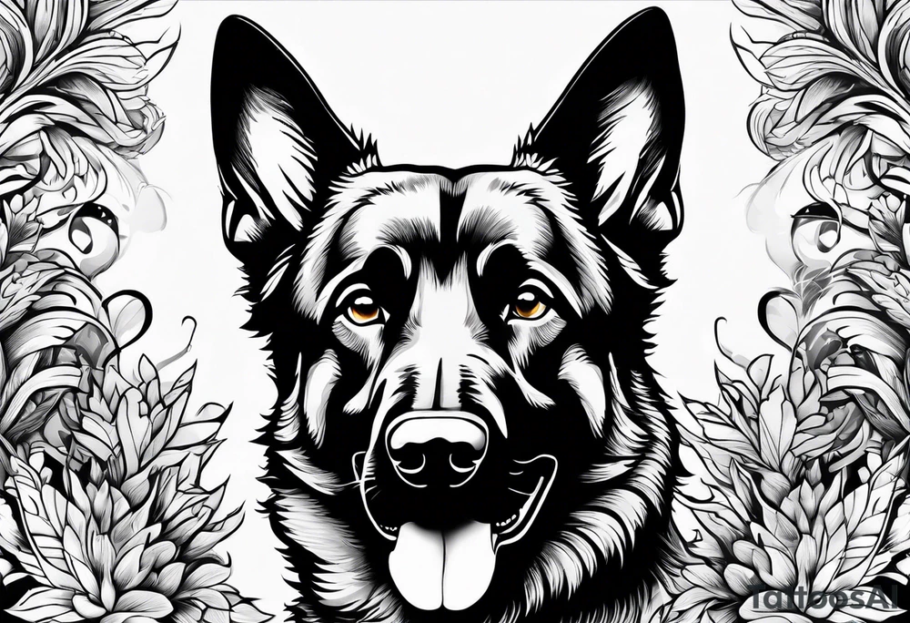 German shepherd dog walking away tattoo idea