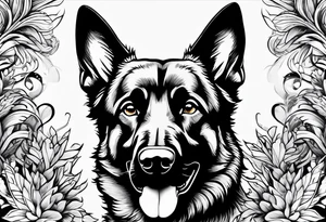 German shepherd dog walking away tattoo idea