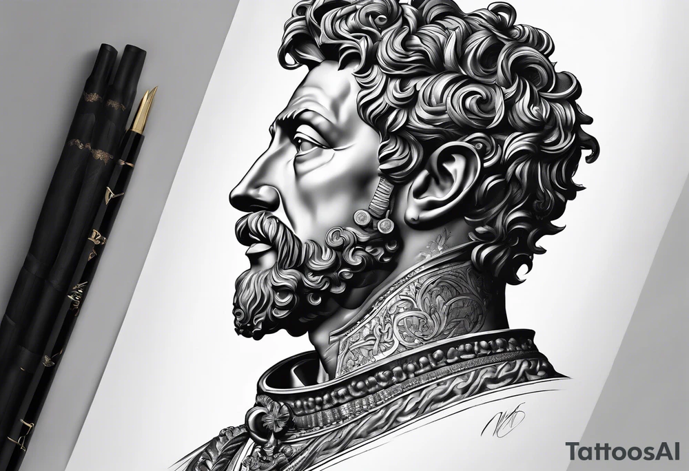 The Face of marcus aurelius with the lower left half missing tattoo idea The Face of marcus aurelius with the lower left half missing tattoo idea