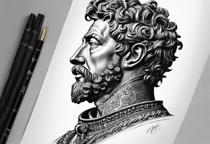 The Face of marcus aurelius with the lower left half missing tattoo idea