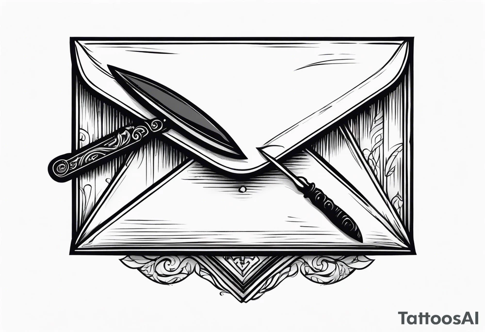 envelope with wax stamp with letter opener on top tattoo idea