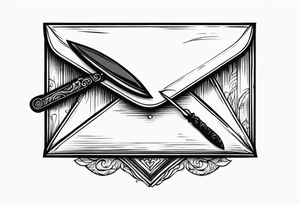 envelope with wax stamp with letter opener on top tattoo idea
