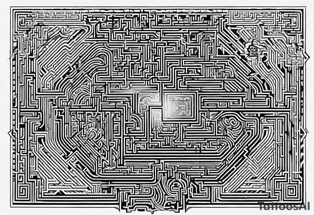 labyrinth Maze train tracks straight tattoo idea