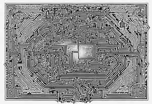labyrinth Maze train tracks straight tattoo idea