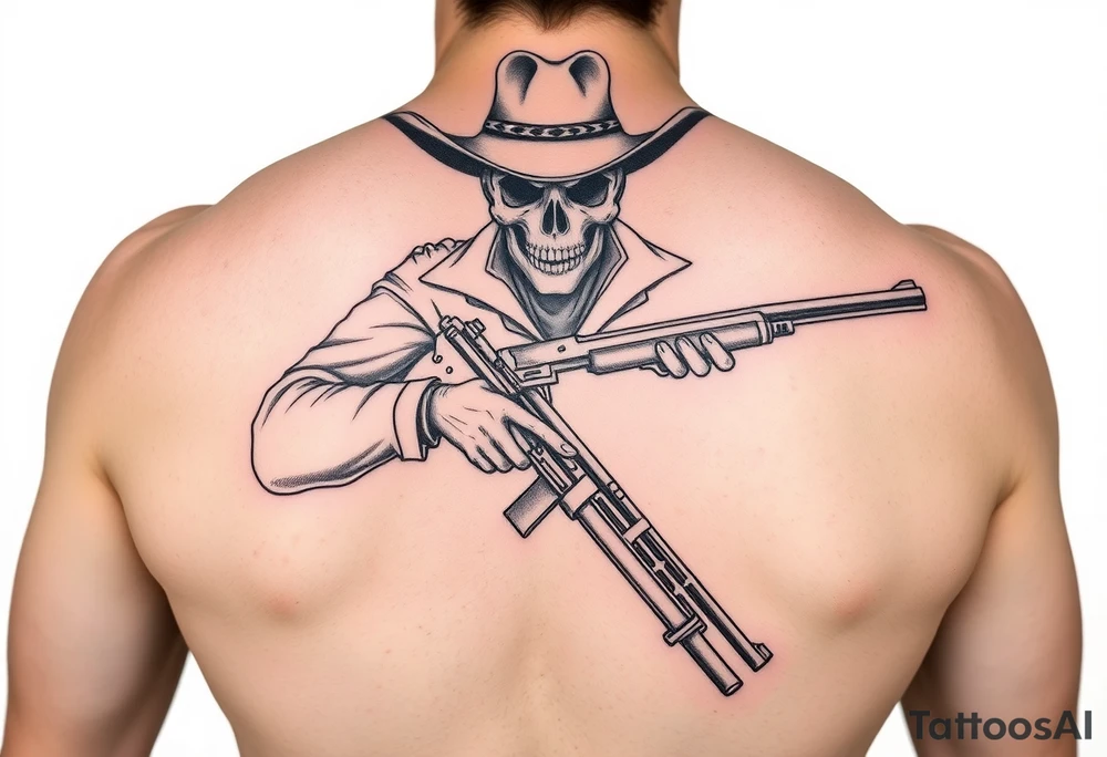Dead cowboy with rifle tattoo idea